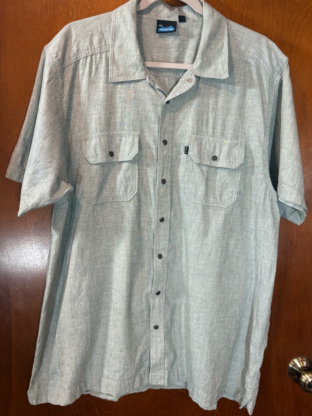 Kavu Men’s Light Heather Green Short-Sleeve Button-Down Shirt